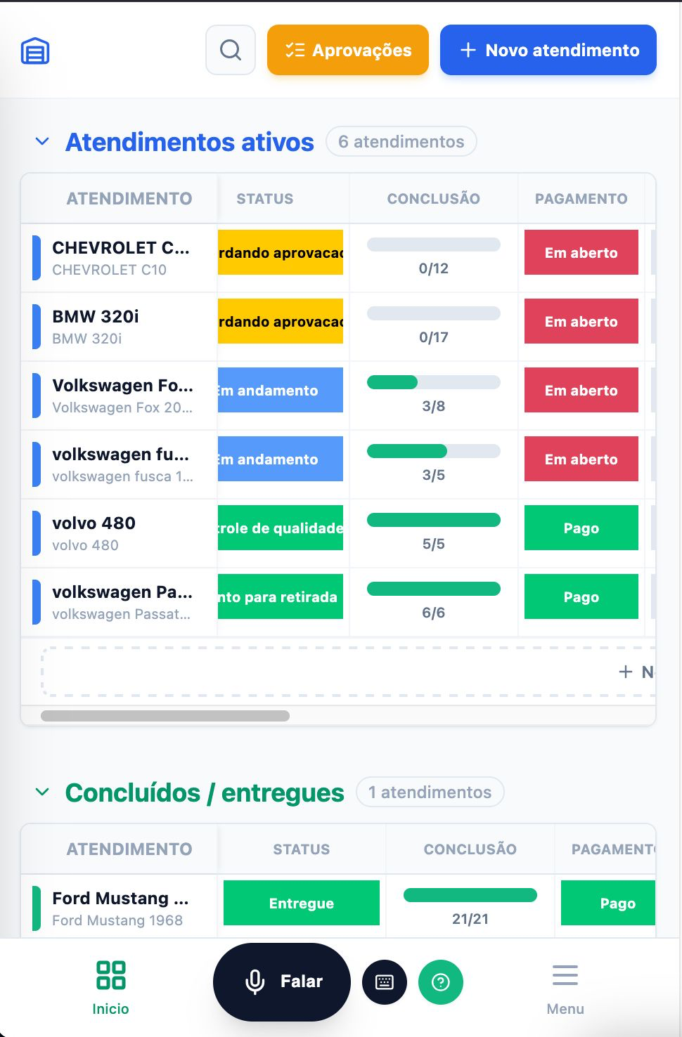 Versão mobile do AMCI.APP — Pátio Digital no celular